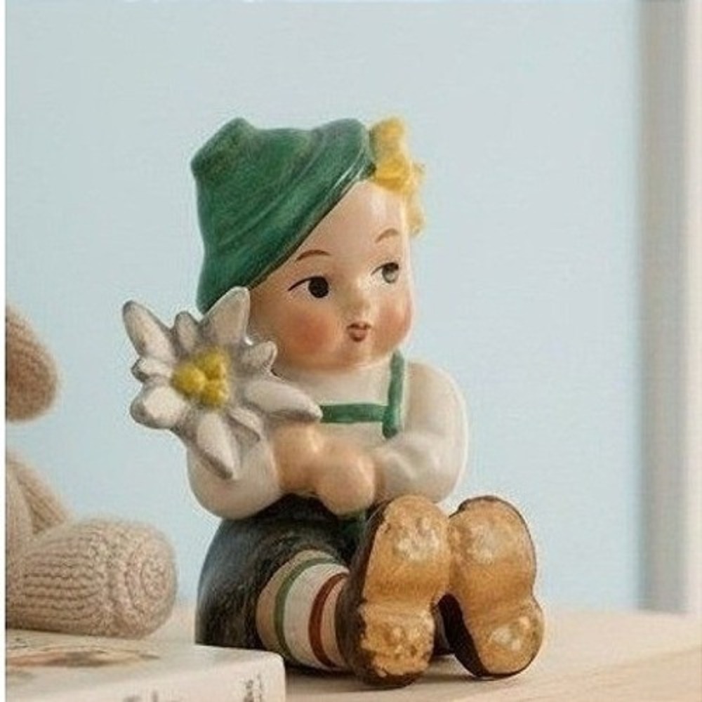 Vintage KF 26 Boy Figurine Hummel Edelweiss Ceramic Folk Art Home Decor